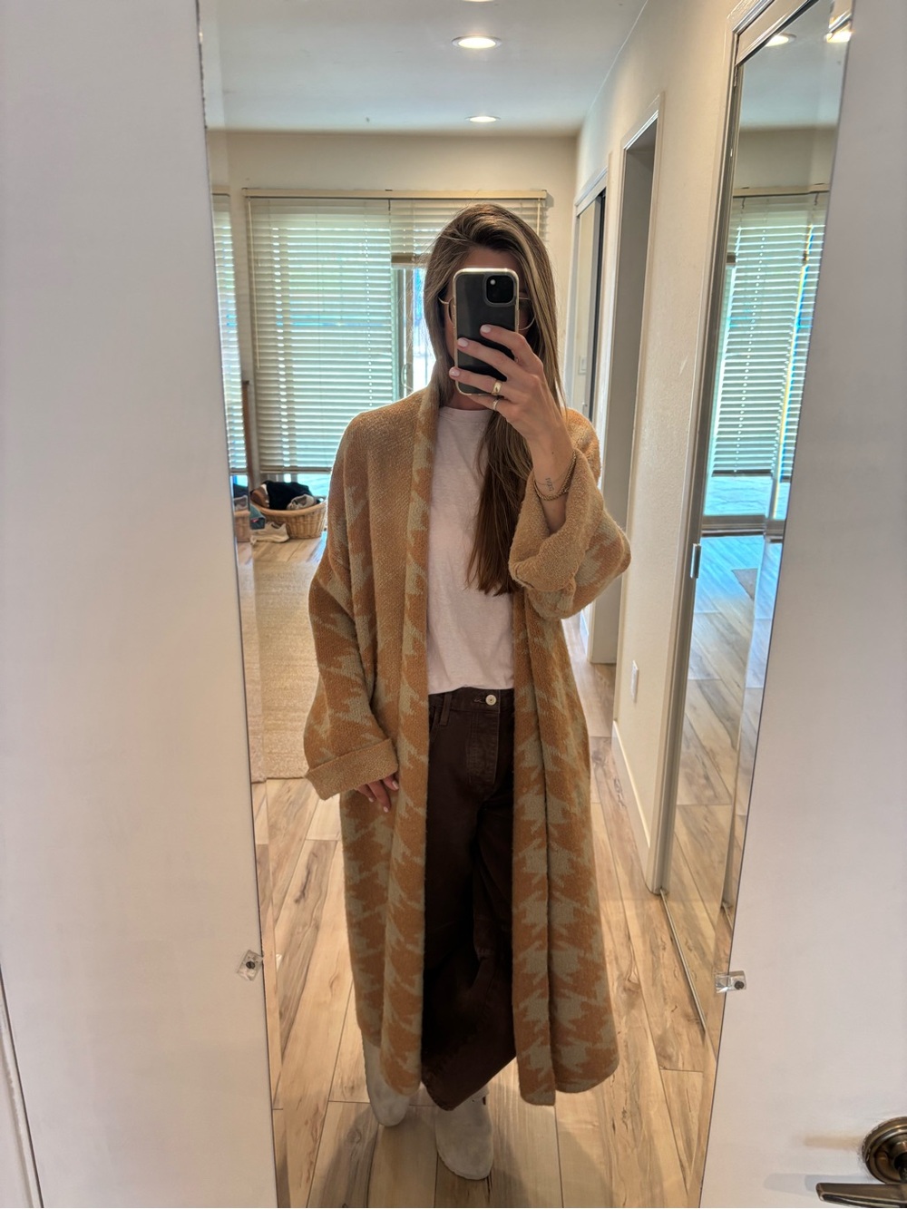 A new day Long Open-Front Women’s Sweater Cardigan in Camel